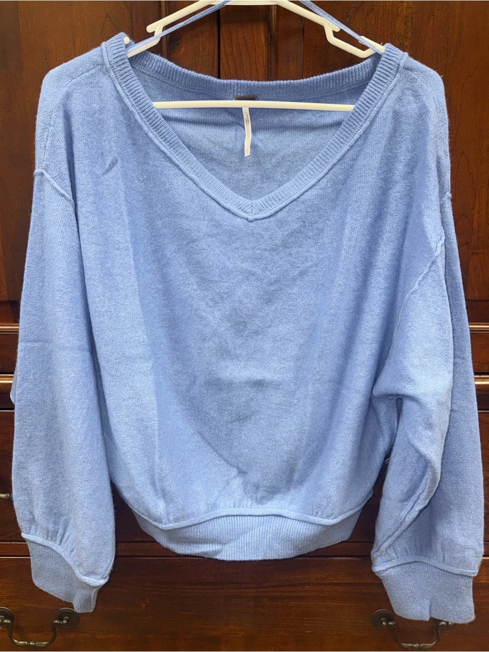 Free People Light Blue V-Neck Women’s Sweater